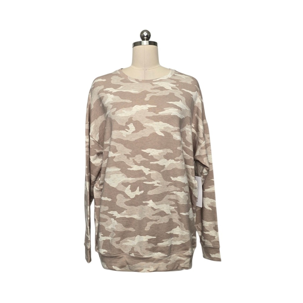 Athleta Studio To Street Printed Sweatshirt Camo‎ Beige Tan LT Large Tall NWT